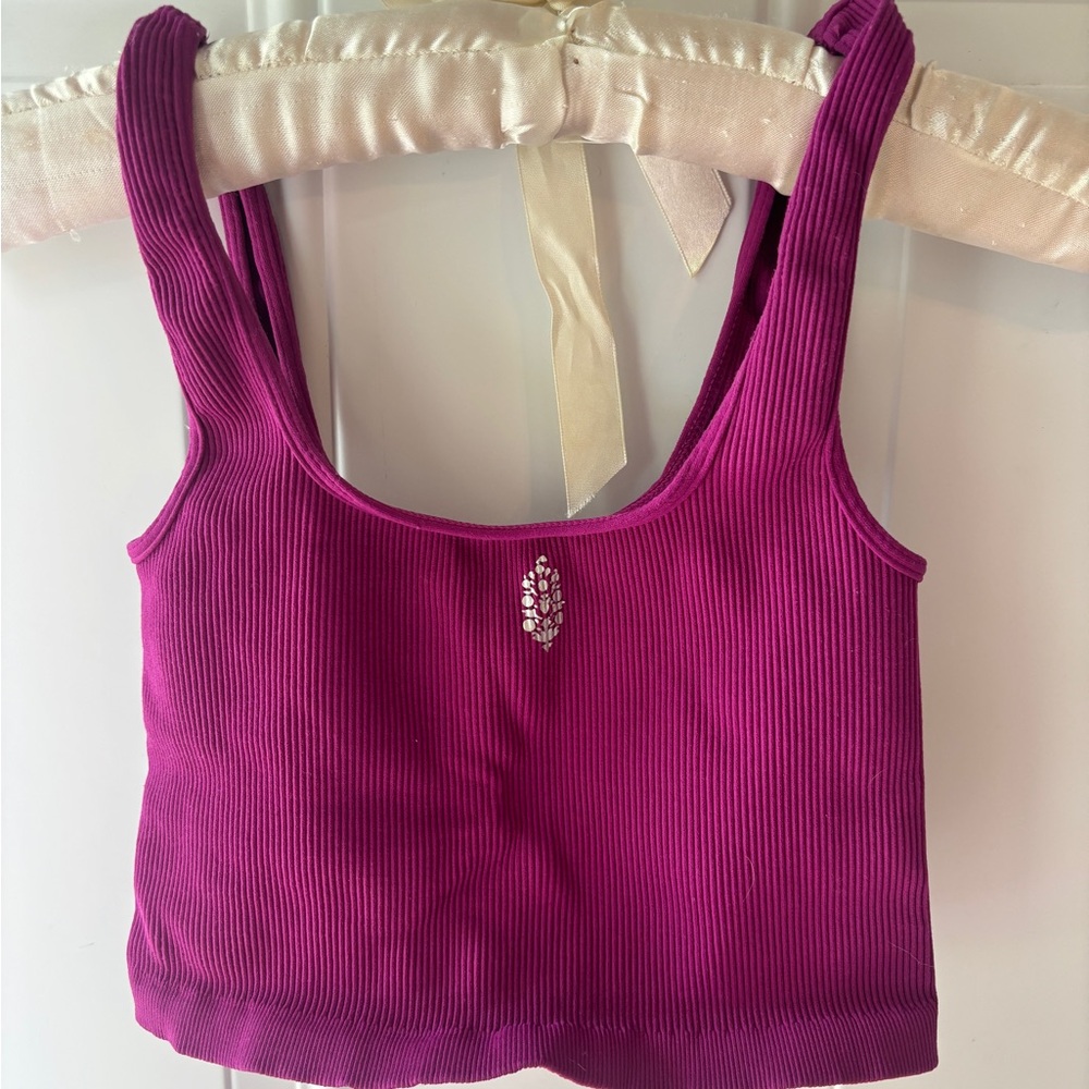 Free People Purple Ribbed Tank Top